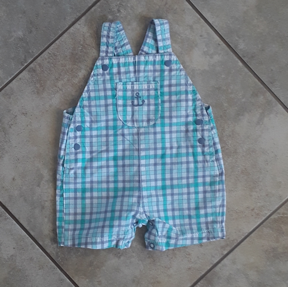 White and Blue Overalls for Baby Boy